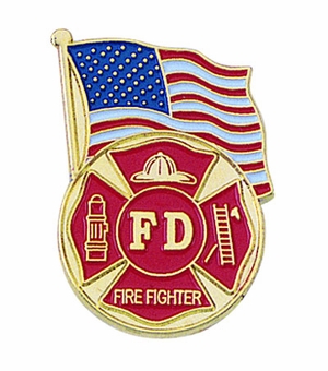 FIRE DEPT. AMERICAN FLAG PIN