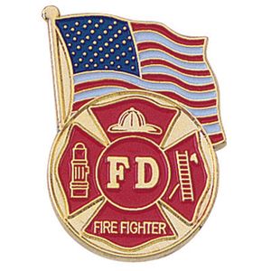 FIRE DEPT. AMERICAN FLAG PIN