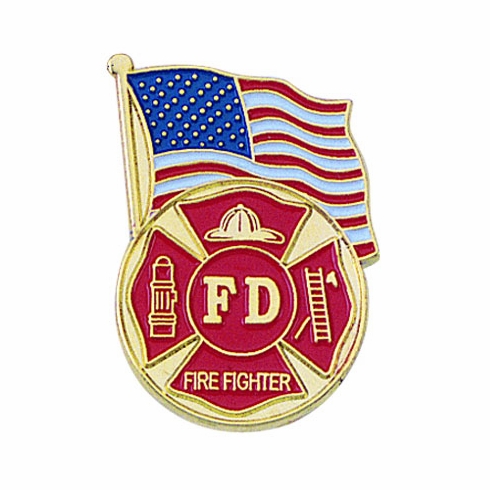 FIRE DEPT. AMERICAN FLAG PIN
