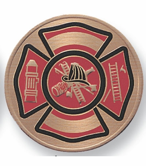 2 Inch in Diameter Round Metal Litho-Print Firefighter's Medallion Insert