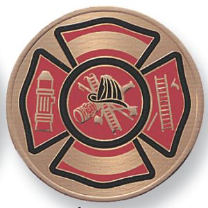 2 Inch in Diameter Round Metal Litho-Print Firefighter's Medallion Insert