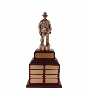 FIRE FIGHTER BRONZE PERPETUAL TROPHY ON ROSEWOOD BASE
