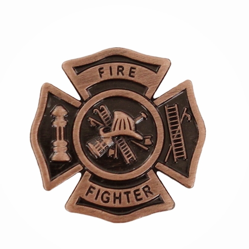 FIRE FIGHTER MALTESE CROSS LAPEL PIN, SIZE 7/8 INCH