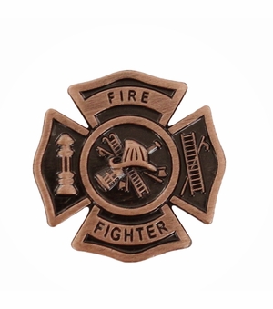 FIRE FIGHTER MALTESE CROSS LAPEL PIN, SIZE 7/8 INCH