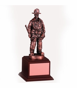 FIREFIGHTER TROPHY, 10 INCH,  ELECTROPLATED IN BRONZE