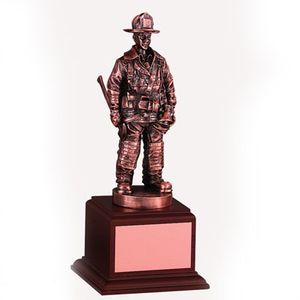 FIREFIGHTER TROPHY, 10 INCH,  ELECTROPLATED IN BRONZE