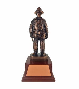 FIREFIGHTER TROPHY, 14 INCH, ELECTROPLATED IN ANTIQUE BRONZE