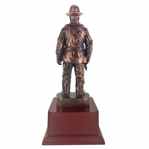 FIREFIGHTER TROPHY, 14 INCH, ELECTROPLATED IN ANTIQUE BRONZE