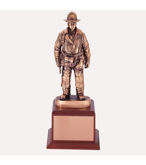 FIREFIGHTER TROPHY,16 INCH, ELECTROPLATED IN ANTIQUE BRONZE