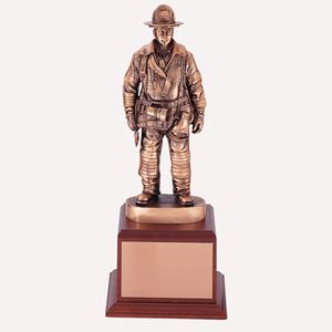 FIREFIGHTER TROPHY,16 INCH, ELECTROPLATED IN ANTIQUE BRONZE