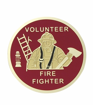 FIREFIGHTER VOLUNTEER, 2 INCH ETCHED ENAMELED