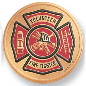 2 Inch in Diameter Round Metal Litho-Print Volunteer Firefighter Medallion Insert
