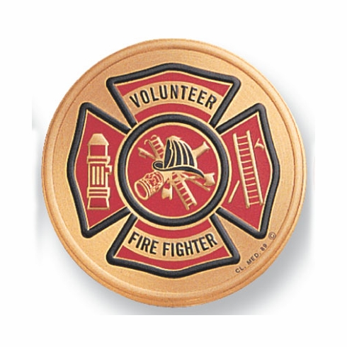 2 Inch in Diameter Round Metal Litho-Print Volunteer Firefighter Medallion Insert