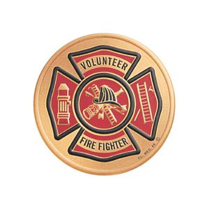 2 Inch in Diameter Round Metal Litho-Print Volunteer Firefighter Medallion Insert