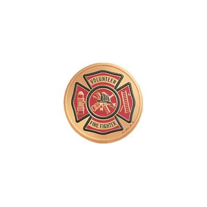 7/8-Inch in Diameter Round Metal Volunteer Firefighter Medallion Insert with Enameled Finish