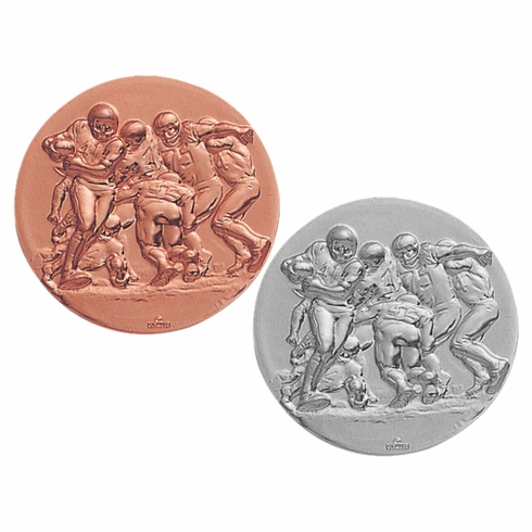 2-Inch in Diameter Round Metal Football Stamped Insert in Multiple Colors