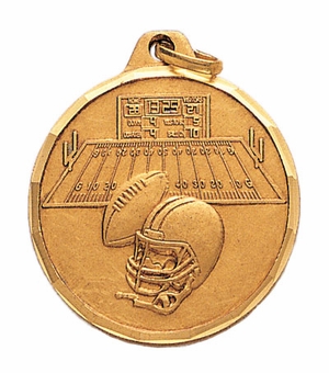 1-1/4 Inch Die-Struck Football Medal in Gold, Silver, or Bronze