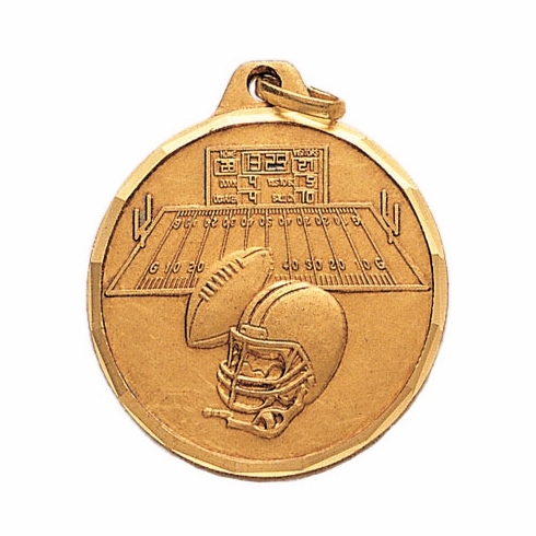 1-1/4 Inch Die-Struck Football Medal in Gold, Silver, or Bronze