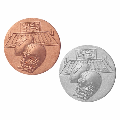 1-Inch in Diameter Round Metal Football Medallion Insert in Multiple Colors