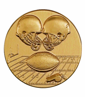 2-Inch in Diameter Round Stamped Metal Football Themed Insert in Multiple Colors
