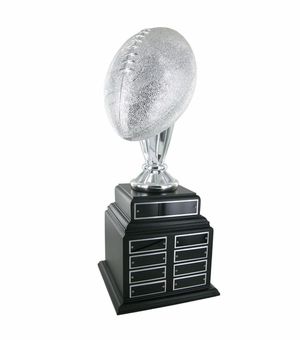 FOOTBALL PERPETUAL TROPHY, HEIGHT 20 INCHES, 10-1/2 INCH SILVER BALL
