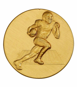 2-Inch in Diameter Round Stamped Metal Football Themed Insert in Multiple Colors