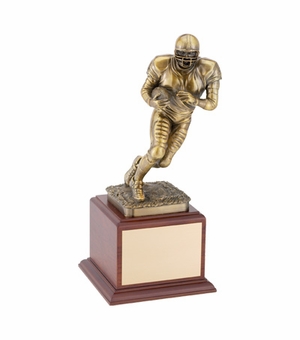 FOOTBALL TROPHY, 12-3/4 INCH, ELECTROPLATED IN ANTIQUE BRASS