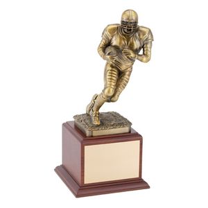 FOOTBALL TROPHY, 12-3/4 INCH, ELECTROPLATED IN ANTIQUE BRASS