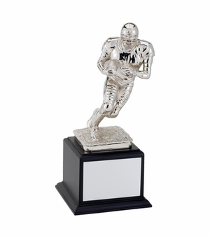 FOOTBALL TROPHY, 12 -3/4 INCH, ELECTROPLATED IN BRIGHT SILVER