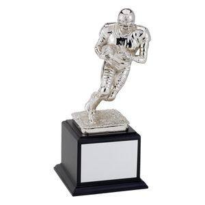 FOOTBALL TROPHY, 12 -3/4 INCH, ELECTROPLATED IN BRIGHT SILVER