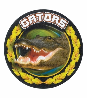 2 Inch in Diameter Round 'Gators' Themed Gold and Mylar Sports Insert
