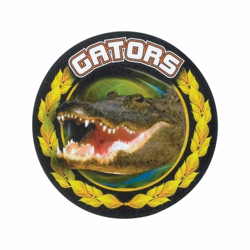 2 Inch in Diameter Round 'Gators' Themed Gold and Mylar Sports Insert