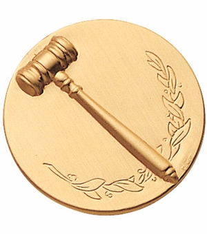 2-Inch in Diameter Round Metal Gavel Themed Stamped Insert in Multiple Colors