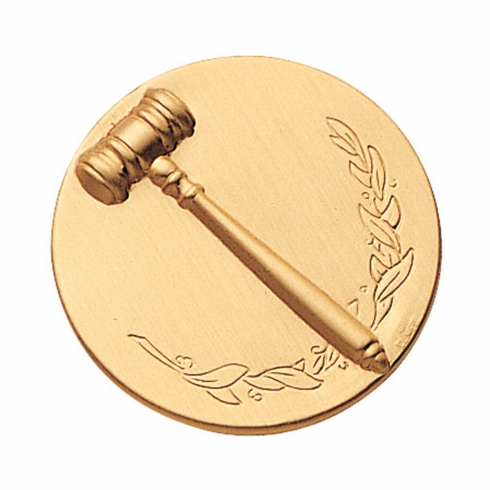 2-Inch in Diameter Round Metal Gavel Themed Stamped Insert in Multiple Colors