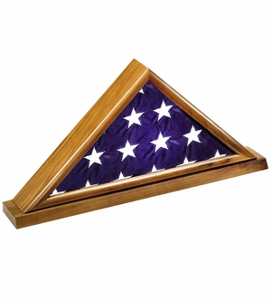 GENUINE WALNUT FLAG DISPLAY CASE, HOLDS 5 X 10 INCH AMERICAN FLAG