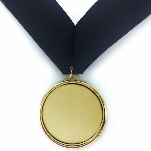 2-1/4 Inch in Diameter Round Iron Medal with 2 Inch Mylar Ghost Themed Insert and Ribbon