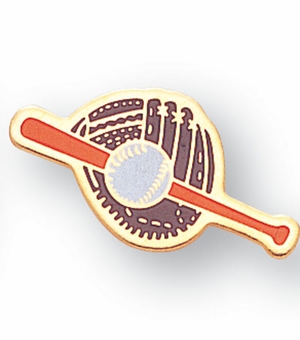1/2 Inch in Height Enameled Baseball Themed Pin in Gold