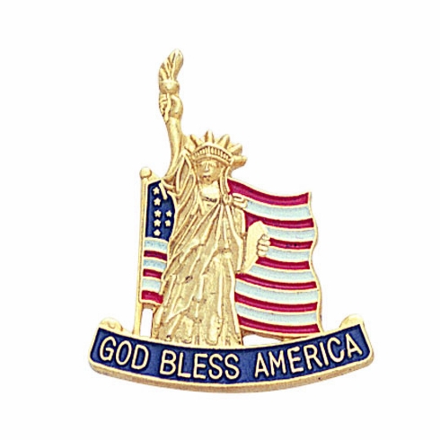 GOD BLESS AMERICA & STATUE OF LIBERTY FLAG PIN