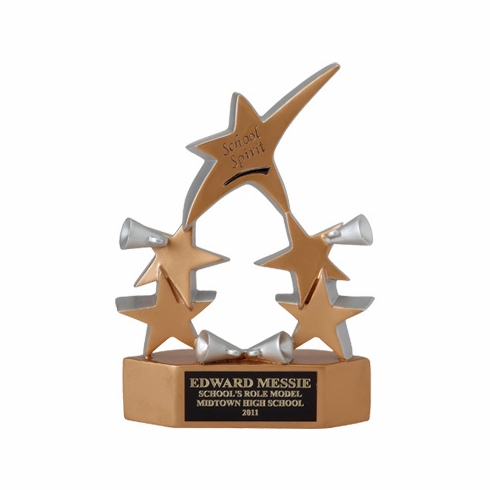GOLD CHEERLEADER 5 STAR AWARD, 8-3/8 INCHES