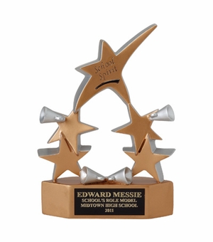GOLD CHEERLEADER 5 STAR AWARD, 8-3/8 INCHES