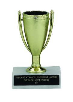 GOLD CUP TROPHY, 4-1/2 INCH, WHITE PLASTIC BASE
