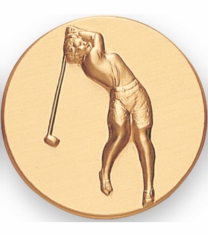 2-Inch in Diameter Round Metal Womens Golf Themed Stamped Insert in Multiple Colors