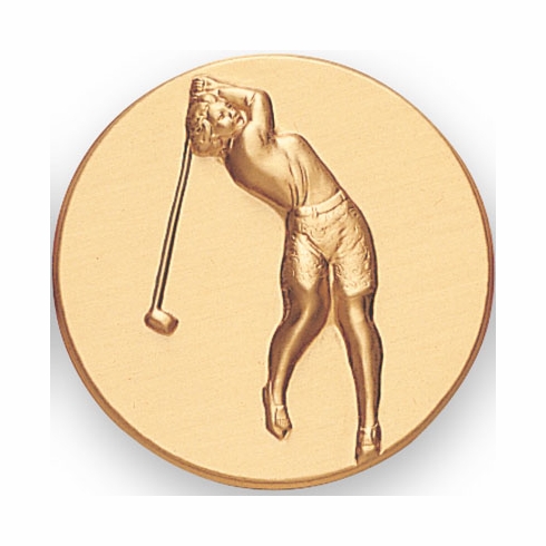 2-Inch in Diameter Round Metal Womens Golf Themed Stamped Insert in Multiple Colors