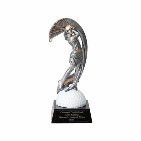GOLF FEMALE FIGURE TROPHY - NO PLATE