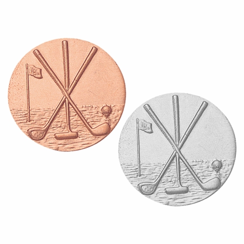 1-Inch in Diameter Round Metal Golf Medallion Insert in Multiple Colors