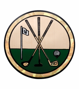 2 Inch in Diameter Round Golf Themed Insert with Mylar Detailing