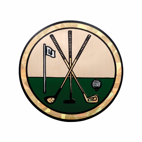 2 Inch in Diameter Round Golf Themed Insert with Mylar Detailing
