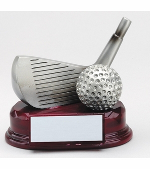 GOLF IRON AND DIVOT TOOL, 5 INCH RESIN TROPHY