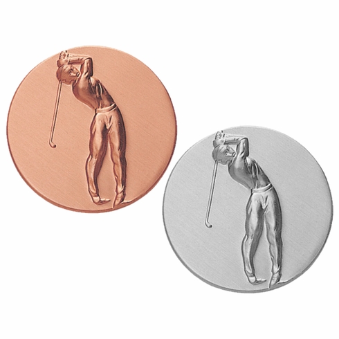 2-Inch in Diameter Round Metal Mens Golf Themed Stamped Insert in Multiple Colors