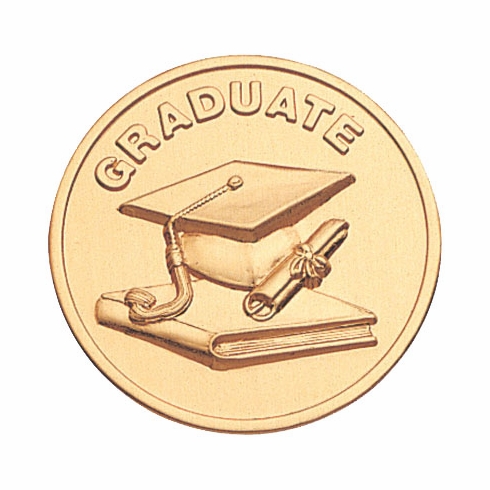 2-Inch in Diameter Round Stamped Metal Graduation Themed Insert in Gold
